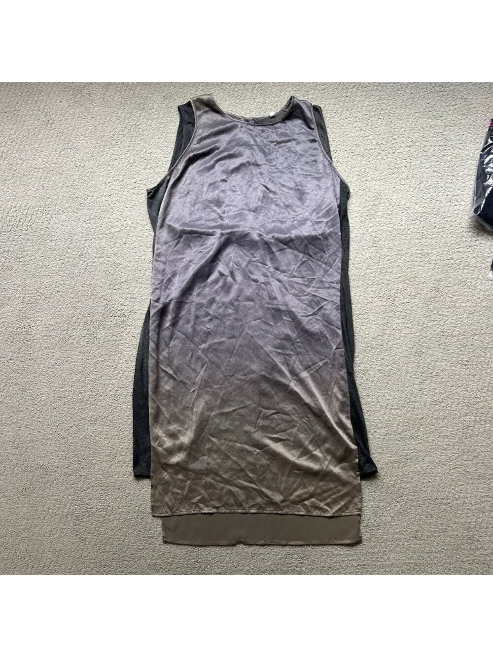 J Brand Womens Dress Gray Satin Silk Shirtdress Mini Ombré Size Large